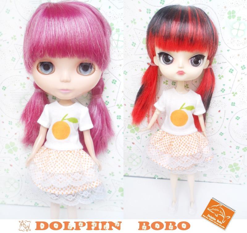Dolphin Bobo娃衣工作室~橘點點蛋糕裙140元