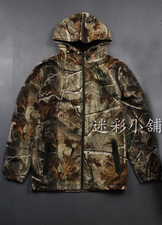 枯樹迷彩(胸圍104-128m) 仿真迷彩 薄款防風防雨保暖複合式 連帽外套
