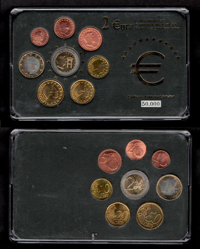 全新2004年盧森堡-亨利大公2歐元雙色紀念幣封裝套幣組