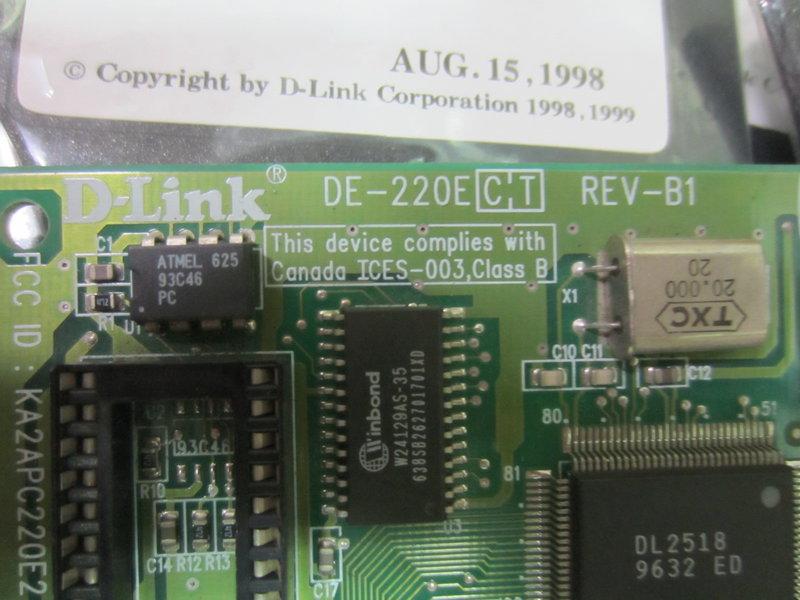 友訊 D-Link DE-220ECT ISA 16-bit 網路卡 10Mbps UTP/BNC 雙介面 (中古品)