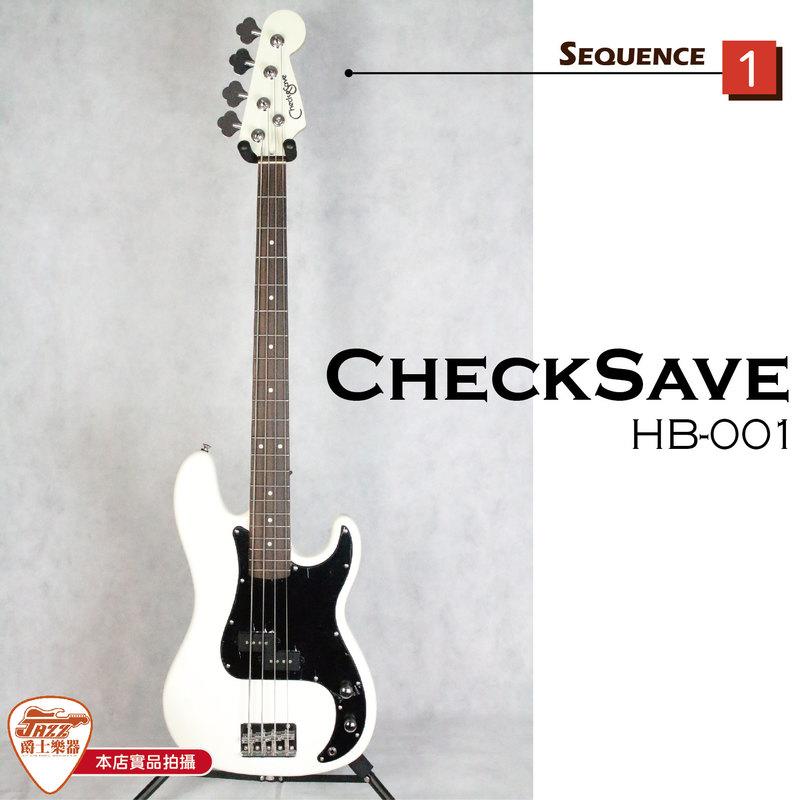 【爵士樂器】公司貨 Check-save HB-001 電貝斯 附琴袋 背帶 導線 PICK