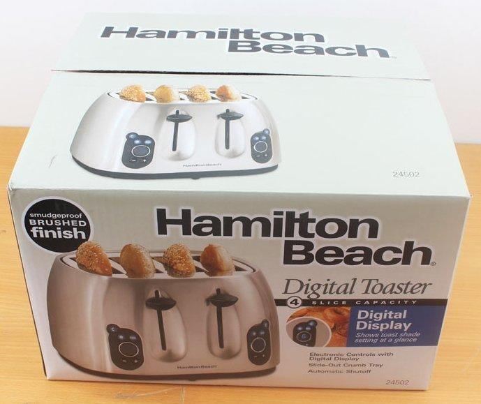 Hamilton不鏽鋼 4片式 烤麵包機1600W,LCD顯示,營業用 大家庭 烤吐司機 烤土司機 厚片烤箱 營養早餐店