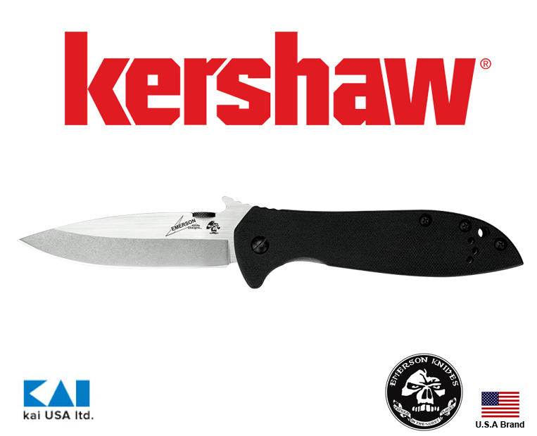 美國Kershaw折刀Emerson CQC-4KXL石洗面D2鋼黑色G10握柄【KS6055D2】