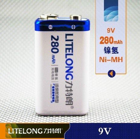 力特朗9V充電電池大容量9伏9V無線麥克風充電電池280毫安6F22 超低自放電