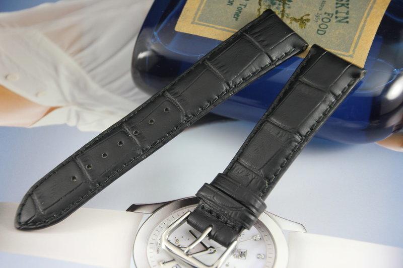 義大利進口皮料21mm收16mm高級感加厚款真皮壓鱷魚皮紋錶帶ar mani紳士錶機械錶,黑
