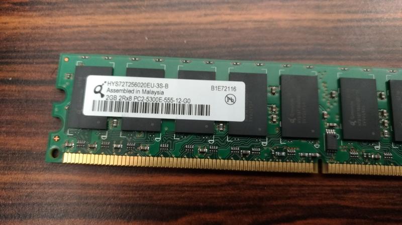 Qimonda HYS72T256020EU-3S-B 2G PC2-5300 DDR2-667 純ECC無Reg記憶體