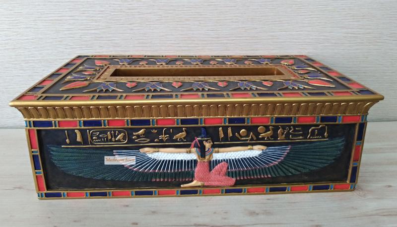 點點蘑菇屋 歐洲精品彩繪埃及雙翅人圖案面紙盒一 面紙套 紙巾盒 抽取式衛生紙盒 古埃及古文 圖騰 藝術家飾 現貨 免運費