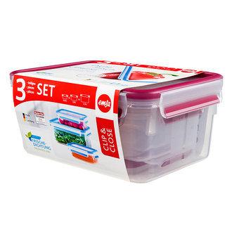  附原廠保固書~ 德國 EMSA 3D保鮮盒3件組 0.55L/1.0/2.3L#517420