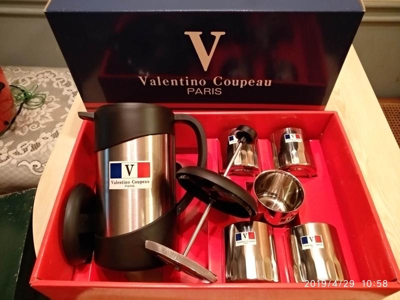 全新 法國巴黎 Valentino Caupeau 范倫鐵諾 不繡鋼 花茶 沖茶杯具組