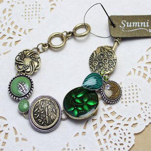 歐美飾品  Sumni品牌新款綠色系復古高質感手鍊