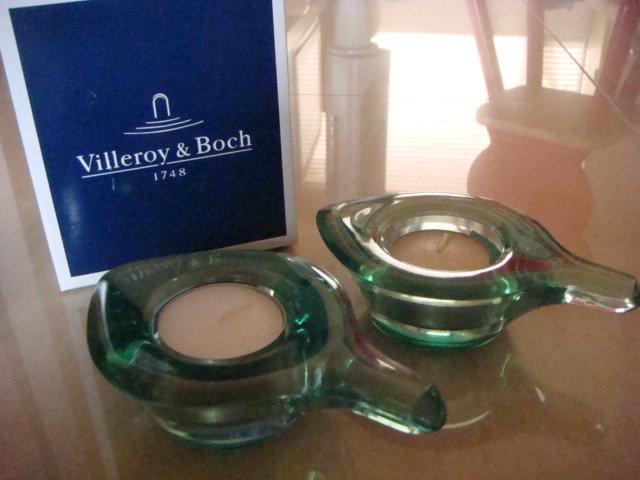 Villeroy & Boch(V&B)淺綠色水晶燭台