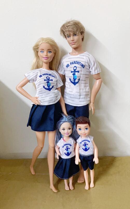 芭比 肯尼 海軍風 海軍 橫條 船錨 情侶裝 情侶 親子裝 小凱莉 小湯米 雀兒喜 娃娃 衣服 小孩 服裝 男芭比