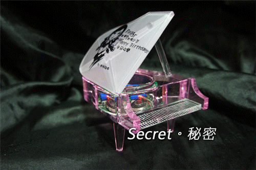【Secret】日本SANKYO機芯紫粉藍黑白水晶鋼琴八音樂盒 手工個性化訂製做 免費印相照片刻字選歌 生日結婚情人節聖誕禮物品 中號