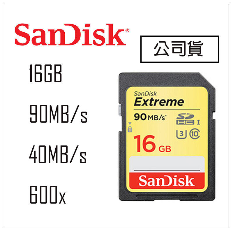 【eYe攝影】增你強公司貨 SanDisk 16GB 90MB/s Extreme SD SDHC U3 4K 記憶卡