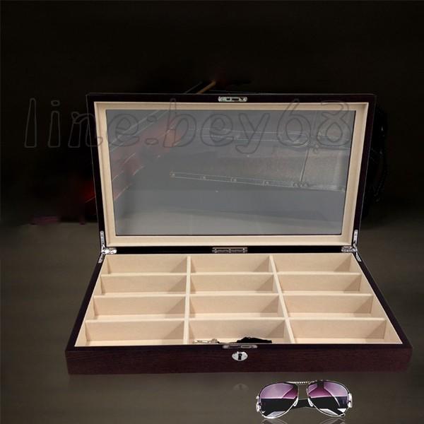 高檔太陽眼鏡收納盒大碼墨鏡盒展示盒12格木質男女新款眼睛收納盒