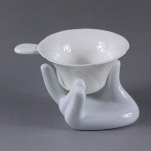 COZY~德化陶瓷茶漏 白瓷茶濾帶底座 玉瓷過濾器 茶渣茶葉過濾網 蘭花指