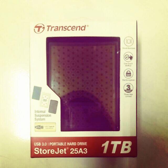【創見Transcend】1TB SJ25A3K行動硬碟 USB 3.0傳輸規格/內部硬碟懸吊系統(黑)原廠保固三年