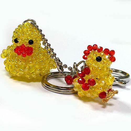 黃色鴨子與小雞串珠包包掛飾鑰匙圈