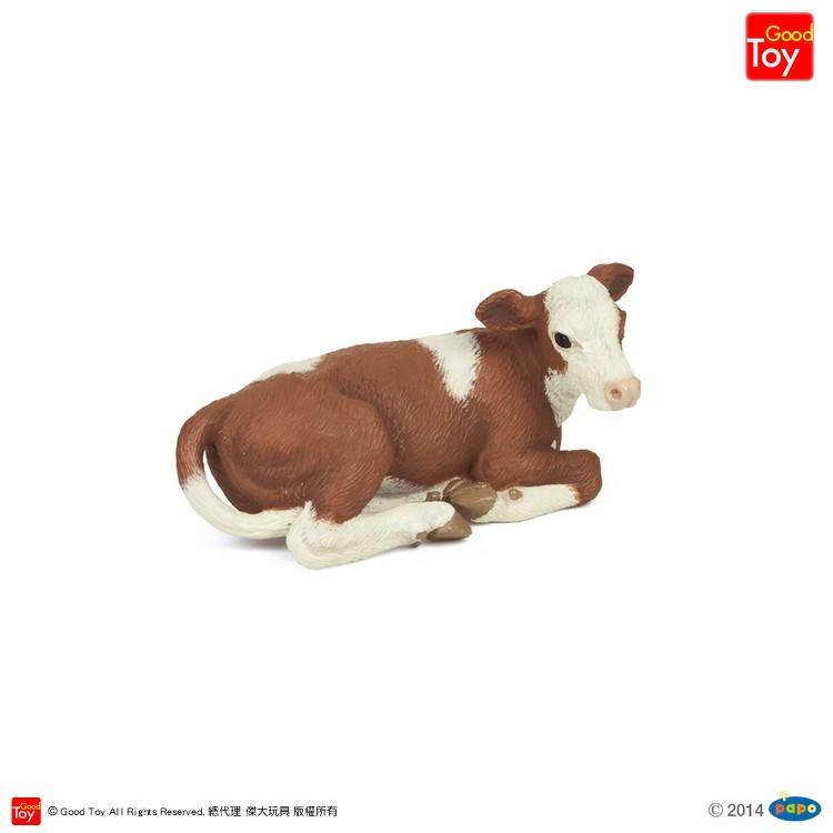 【Good Toy】法國 PAPO 51143 幼西門塔爾牛(躺姿) Lying Simmental Calf 