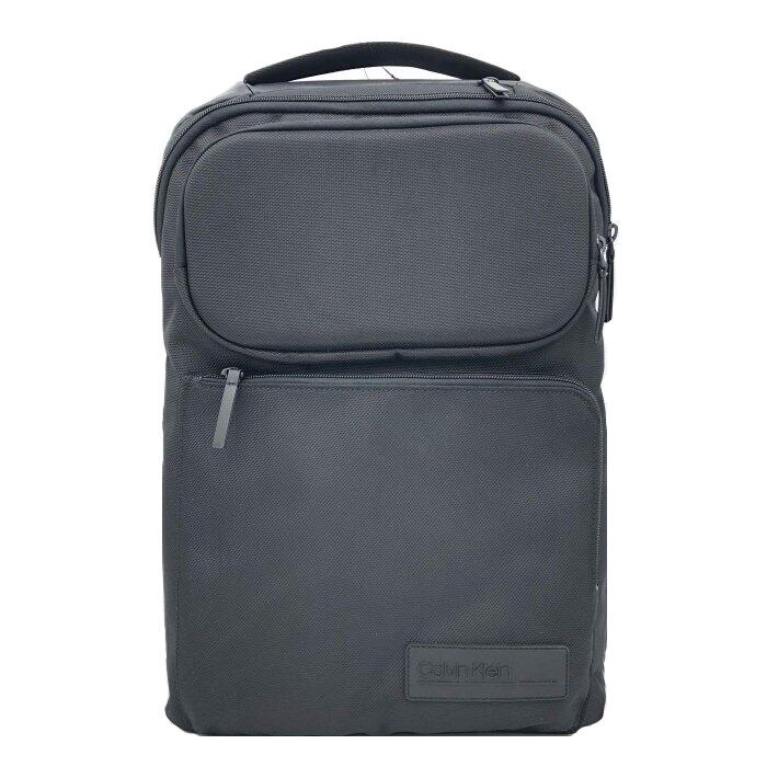 【W小舖】Calvin Klein CK 黑色 防潑水尼龍材質 雙層大後背包 公事包 後背包 筆電後背包~C91853