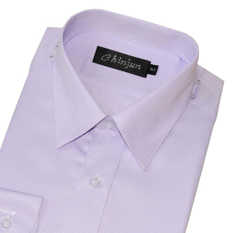 【CHINJUN】抗皺襯衫-短袖、紫底細斜紋、編號：S8075-18 1/2吋