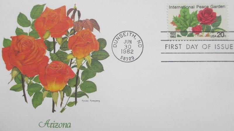 花卉植物--1982美國國際和平花園Internal Peace Garden紀念郵票首日封(三枚入-2)