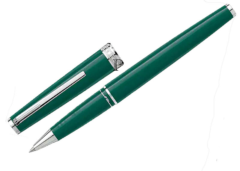 【Penworld】德國製 Mont Blanc 萬寶龍 PIX系列綠桿鉑金夾鋼珠筆 128088