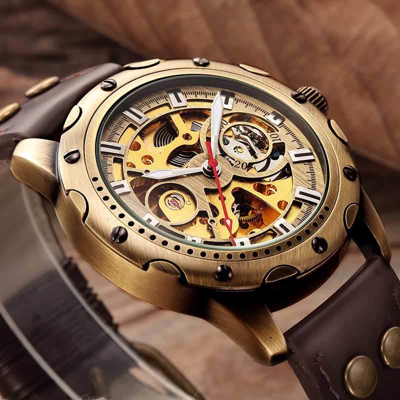 【潮鞋基地】SHENHUA紳華新款復古古銅色男士手錶全自動機械表9482