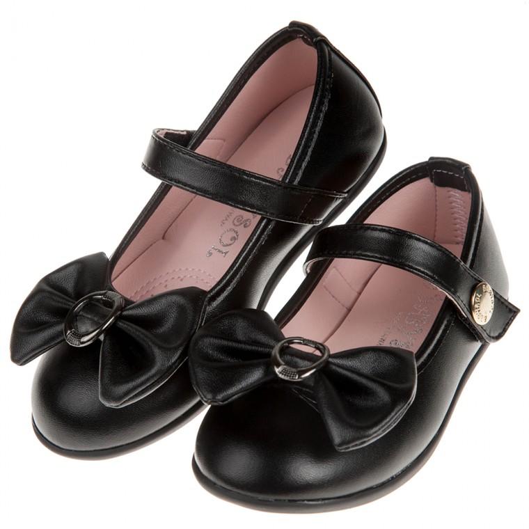 童鞋(17~23公分)台灣製蝴蝶結霧面黑色兒童公主鞋K8Q896D