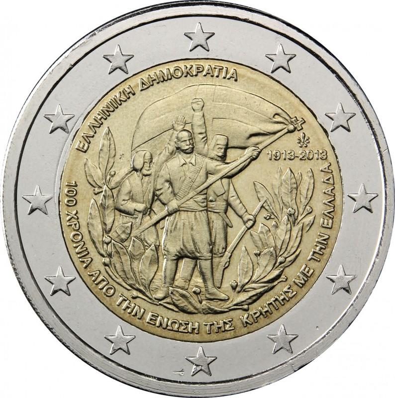 【幣】EURO 希臘2013年發行 希奧克里特戰爭100周年紀念幣 2歐元