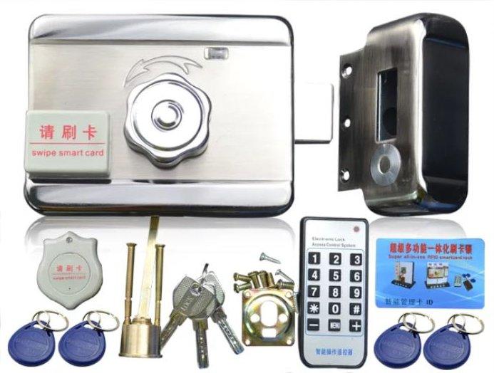 靜音電鎖  外鑰匙內旋鈕  刷卡鎖 感應鎖 內外都有刷卡感應頭 ID EM 取代傳統電鎖公寓大樓 可儲存1000個感應扣