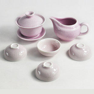 EZBUY-汝窯茶具 汝瓷茶具套裝 冰裂開片 功夫茶具陶瓷整套 茶道瓷器套裝