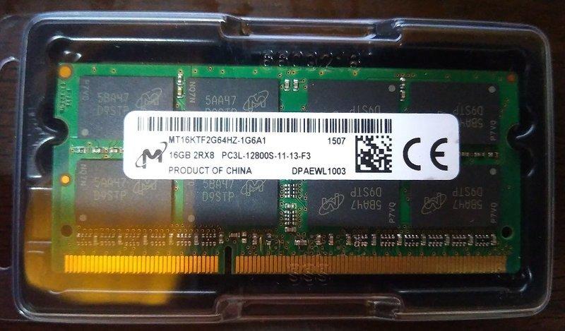 美光 Micron DDR3L DDR3 1600 MT16KTF2G64HZ-1G6A1 單條 16G 16GB