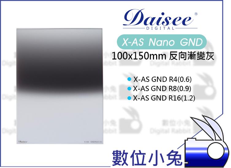 數位小兔【Daisee X-AS Nano GND R8(0.9) 100x150 反向漸變鏡】方形 漸層鏡 漸變灰