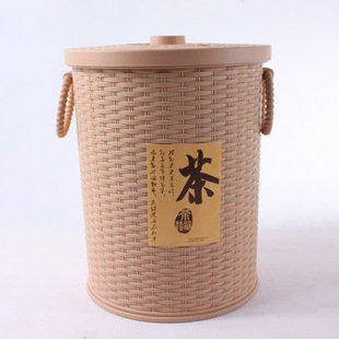 EZBUY-茶水桶藤編式 茶桶 茶渣桶 塑料茶水桶 茶盤排水桶 茶筒 茶道零配