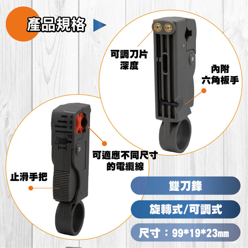 同軸剝線器 撥線器 電視撥線刀 二刀式同軸剝線器 電纜撥線器 可調式3C 4C 5C 旋轉式雙刀調距（含稅）