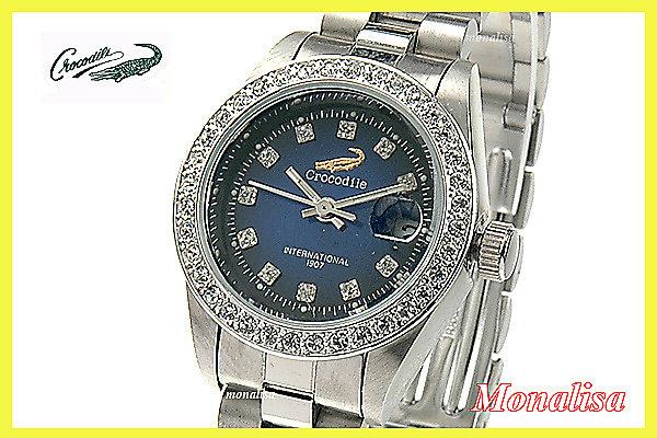 【蒙娜麗莎鐘錶】Crocodile鱷魚C5DSAB2W2-蠔式 藍面晶鑽滿天星女錶-最佳情人節禮物
