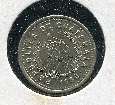 【錢幣】Guatemala(瓜地馬拉) 5 Centavos K276.2，1980，全新UNC國際#19051137 