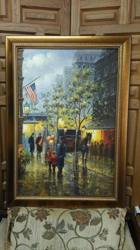 油畫 - 雨街