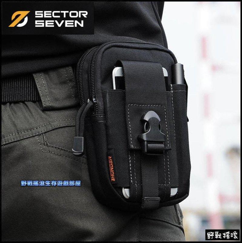 【野戰搖滾-生存遊戲】SECTOR SEVEN D30手機腰包、戰術腰包【黑色】 迷彩手機包勤務腰包運動腰包手機袋