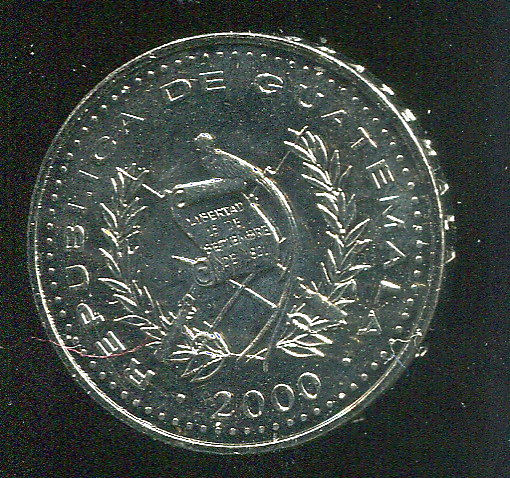 【錢幣】Guatemala(瓜地馬拉)，25 Cent，K278.6，2000，品相全新 UNC國際#19051153 