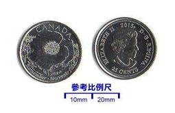 【超值硬幣】加拿大2015年25cents國殤 花朵 紀念幣(無色版)一枚一組，少見~