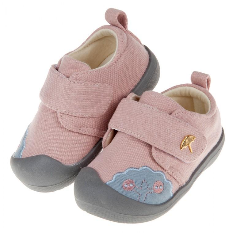 童鞋(13~14.5公分)雨傘牌專櫃藕粉色舒適布質寶寶學步鞋M9S209G