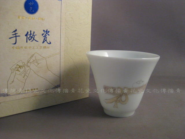【傳播青花瓷文化】景德鎮－仿古手繪文房四寶小茶碗(40cc)B款