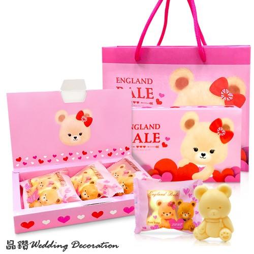 ♥晶鑽婚禮百貨♥貝爾熊造型香皂 甜心安娜 3塊香皂 交換禮物 活動送禮 小禮盒 (附提袋)