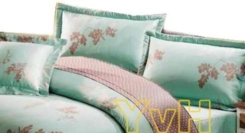 -YvH-PillowCase 湖水綠飄絮 鋪棉枕頭套一個 台灣印染精梳純棉 有拉鏈 有鋪棉 (現貨)