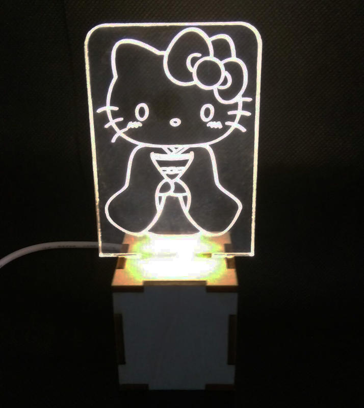 創意 Hello Kitty 和服版 LED 暖白光 小夜燈