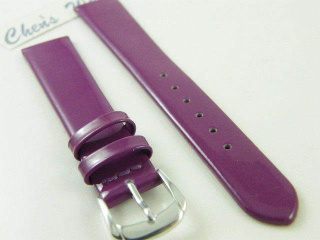 【錶帶家】『嚴選』LIMA 義大利亮紫色牛皮錶帶亮彩鏡面超亮光漆面真皮錶帶18mm16mm14mm 代用 CK 卡文克萊