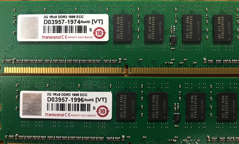 創見記憶體 2GB DDR3 1600 ECC 1Rx8