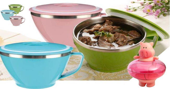 粉紅豬【㊣BUFFALO】牛頭牌粉彩雙層隔熱碗 粉彩隔熱杯碗 台灣製造 優質304不鏽鋼